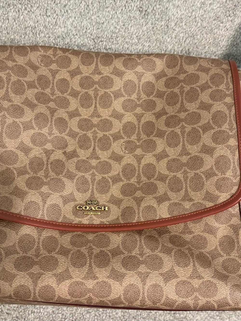 Coach Coated Leather Messenger Baby Diaper Bag - Brown - F18373